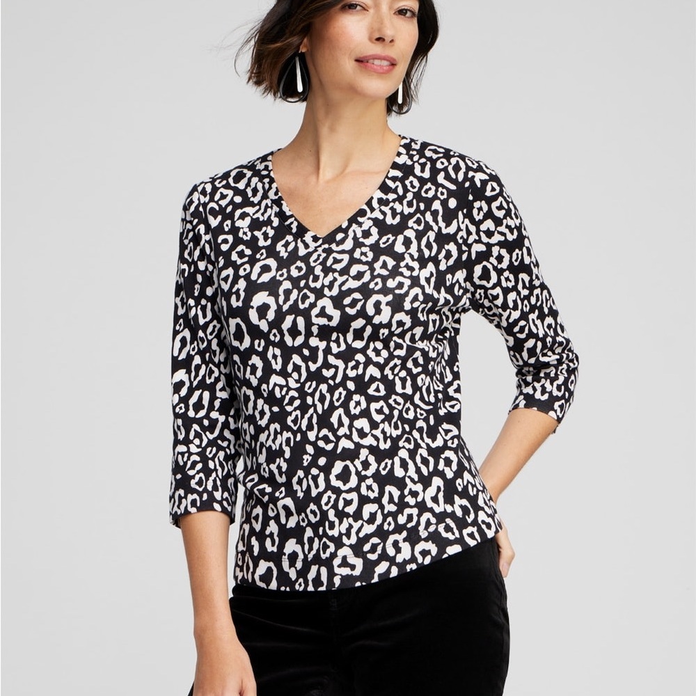 Chico's Black and White Leopard Print Top